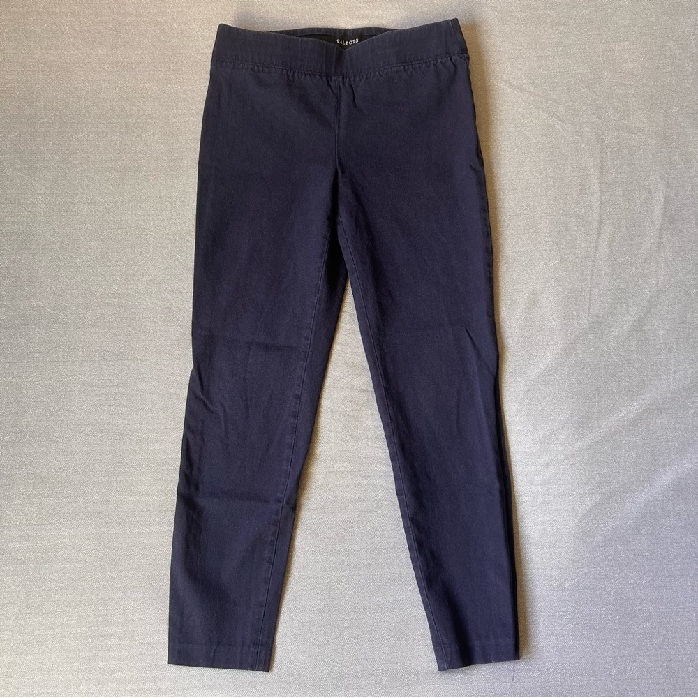 Talbots Womens Skinny Ankle Pants Size 2 Navy Blue Color Pull on Pants‎